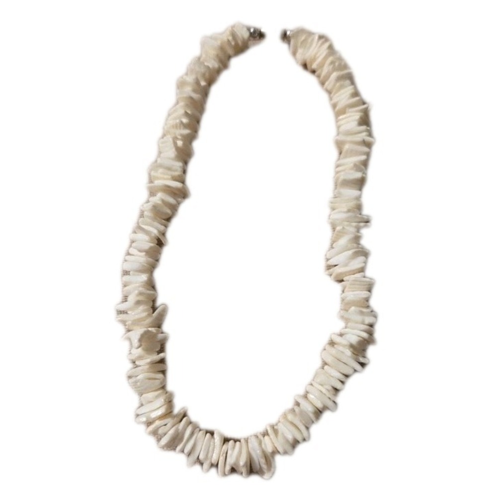Vintage White Puka‎ Shell Choker/Necklace 14" Barrel Clasp